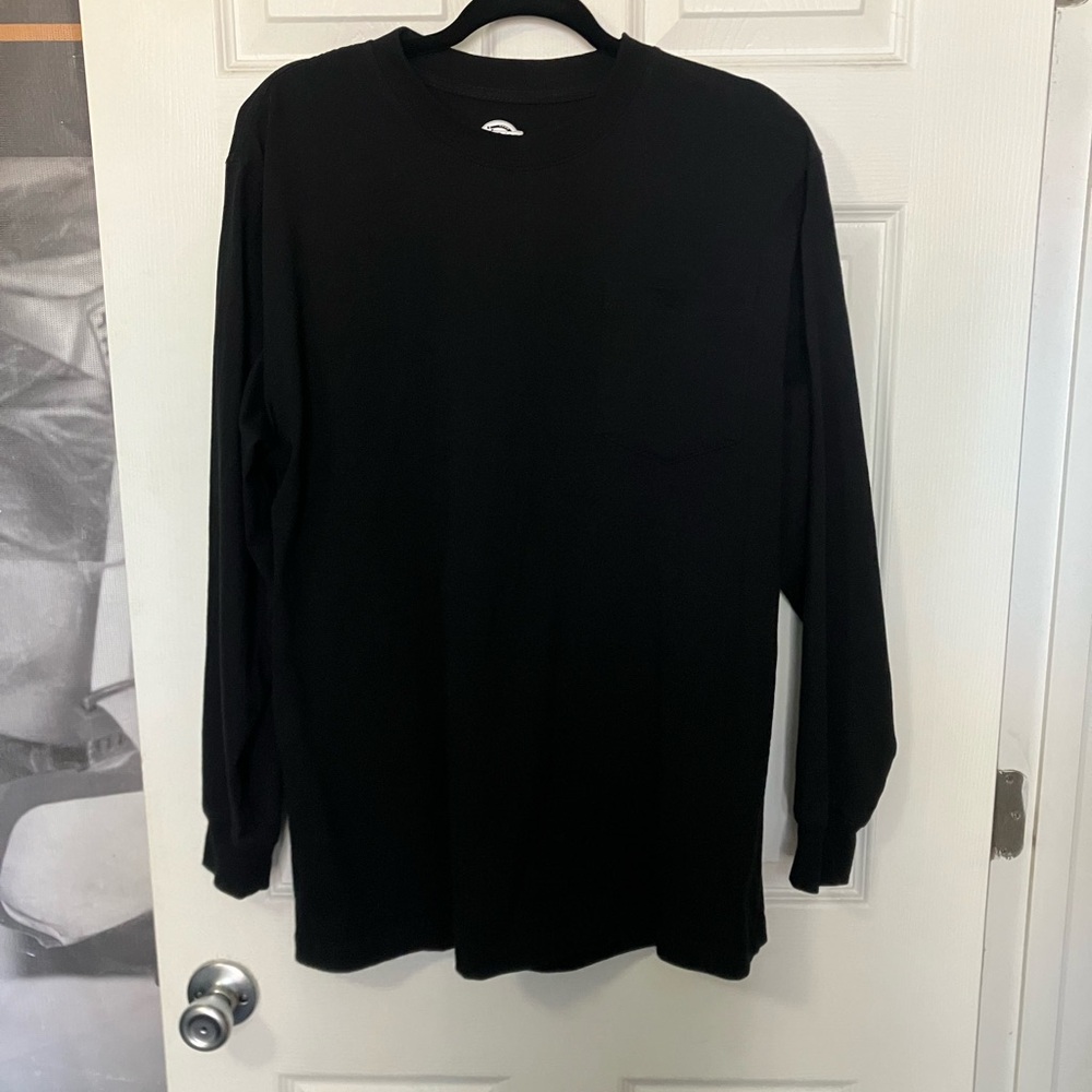 DICKIES T Shirt Long Sleeve Heavy Black Pocket Mens Large L NWOT Work